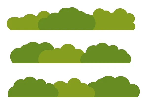 Zöld bokor táj lapos ikon elszigetelt fehér Background. Vec — Stock Vector