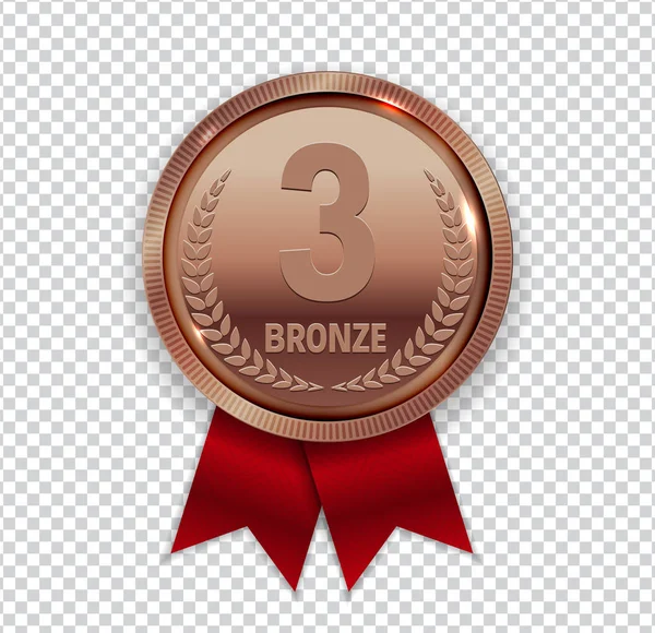 Wereldkampioen kunst bronzen medaille met rood lint pictogram teken 1e plaats — Stockvector