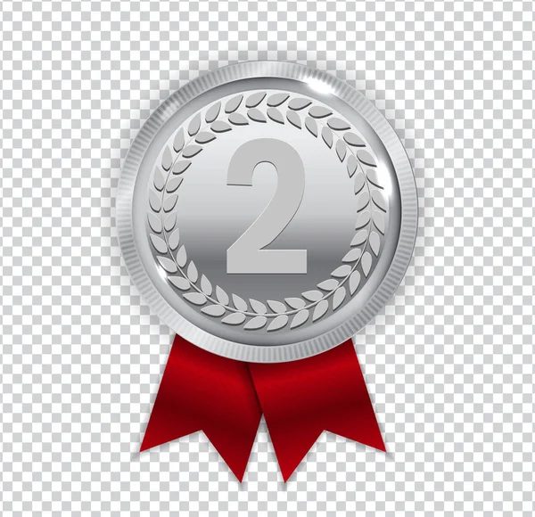 红丝带图标标志第二次地方冠军艺术银牌 — 图库矢量图片