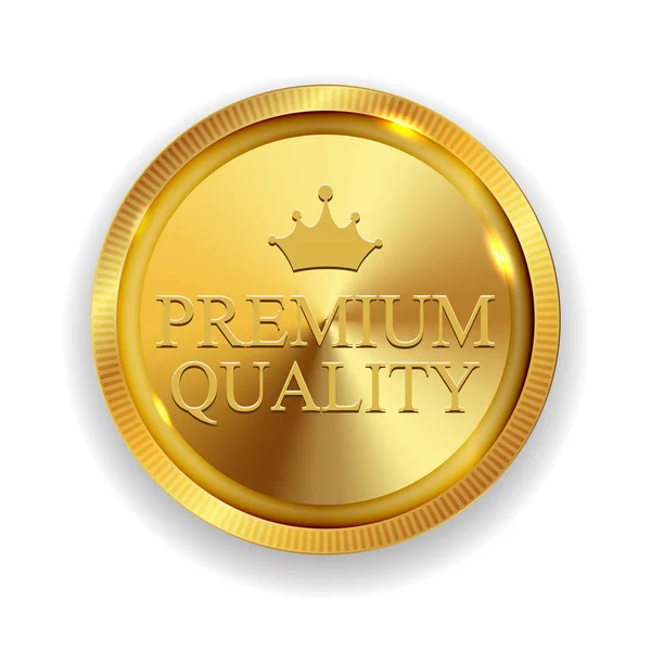 Premium-Qualität goldene Medaille Symbol Siegel Zeichen isoliert auf weißem b — Stockvektor