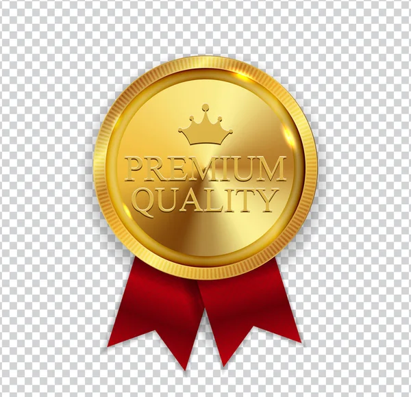 Premium kwaliteit gouden medaille pictogram Seal ondertekenen geïsoleerd op witte B — Stockvector