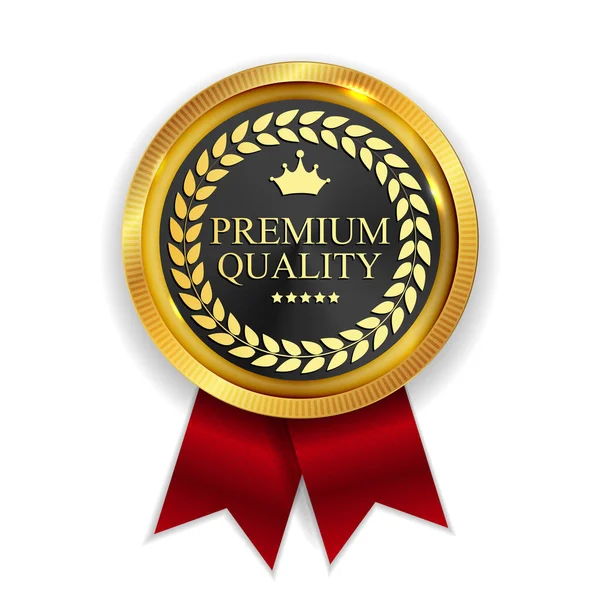 Premium jakości Złoty Medal ikona uszczelnienie Zarejestruj na białym tle na B biały — Wektor stockowy