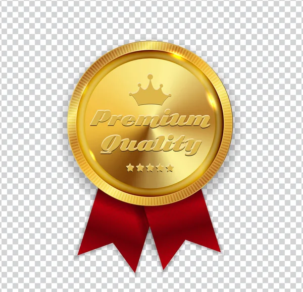 Premium kwaliteit gouden medaille pictogram Seal ondertekenen geïsoleerd op witte B — Stockvector