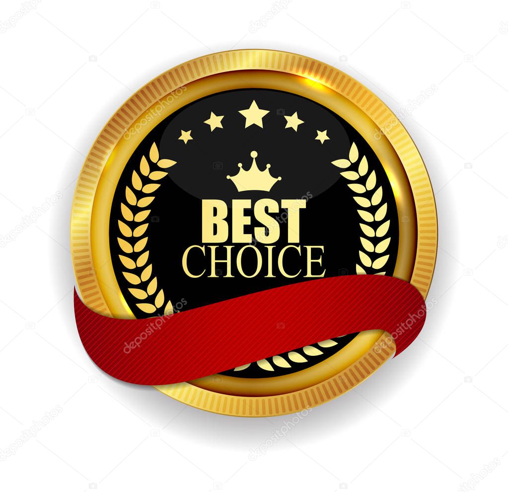 Premium Quality Best Choice Golden Medal Icon Seal  Sign Isolated on White Background. Vector Illustration EPS10