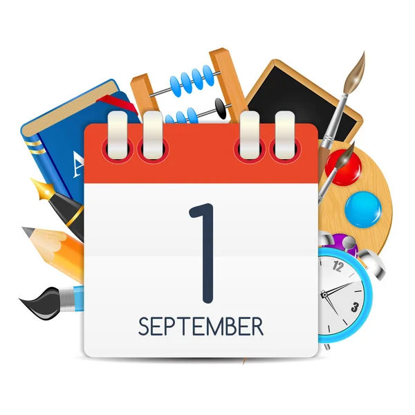 Het pictogram van de kalender van 1 September. Vectorillustratie — Stockvector