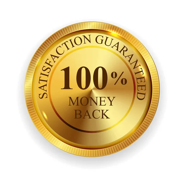 Premium Quality 100 Money Back Golden Medal Icon Seal Sign Iso — Stock Vector