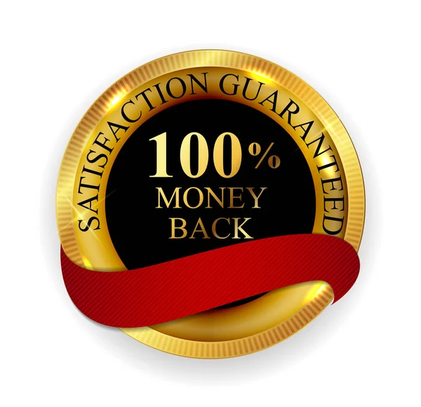 Premium Quality 100 Money Back Golden Medal Icon Seal Sign Iso — Stock Vector