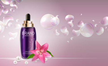 Tasarım kozmetik ürün şablonu reklamlar veya dergi arka plan için. 3D gerçekçi vektör Iillustration