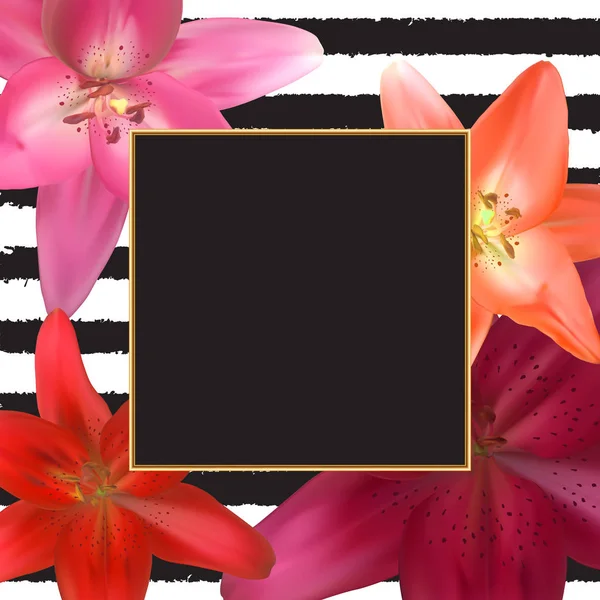 Abstrakter Rahmen mit Lilienblüte. Natürlicher Hintergrund. Vektorillustration — Stockvektor