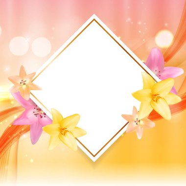 Lily çiçek soyut çerçeveli. Doğal arka plan. Vektör Hüseyin