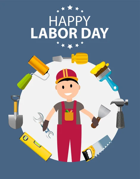 Feliz Dia do Trabalhador Poster Vector Ilustração — Vetor de Stock