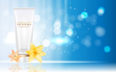 Tasarım kozmetik ürün ile A için altın Liy şablon çiçekler