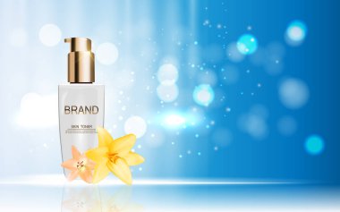 Tasarım kozmetik ürün ile A için altın Liy şablon çiçekler