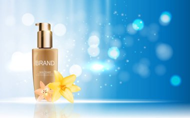 Tasarım kozmetik ürün ile A için altın Liy şablon çiçekler