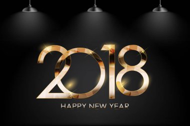 2018 yeni yıl altın parlak arka plan. Vektör çizim