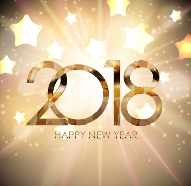 2018 yeni yıl altın parlak arka plan. Vektör çizim