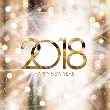 2018 yeni yıl altın parlak arka plan. Vektör çizim