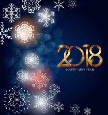 2018 yeni yıl altın parlak arka plan. Vektör çizim