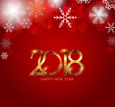 2018 yeni yıl altın parlak arka plan. Vektör çizim
