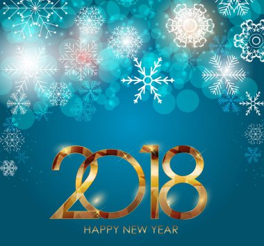 2018 yeni yıl altın parlak arka plan. Vektör çizim