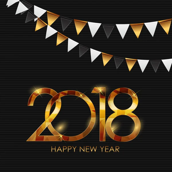 2018 New Year Gold Glossy Background. Vector Illustration — Stock Vector