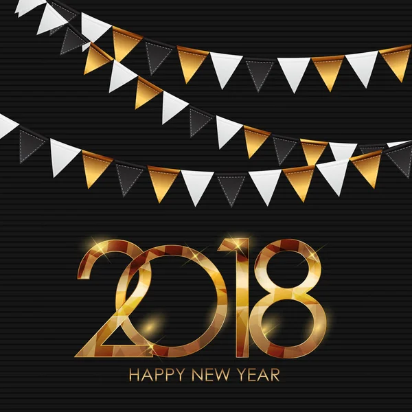 2018 New Year Gold Glossy Background. Vector Illustration — Stock Vector