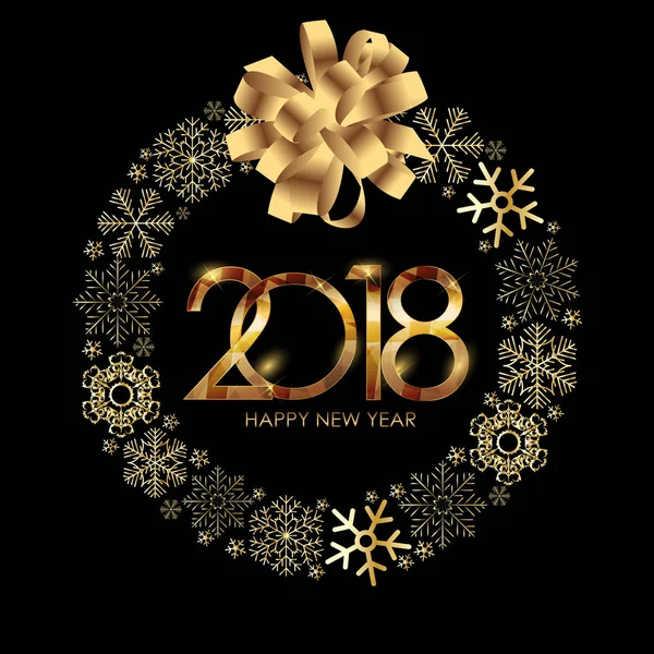 2018 New Year Gold Glossy Background. Vector Illustration — Stock Vector