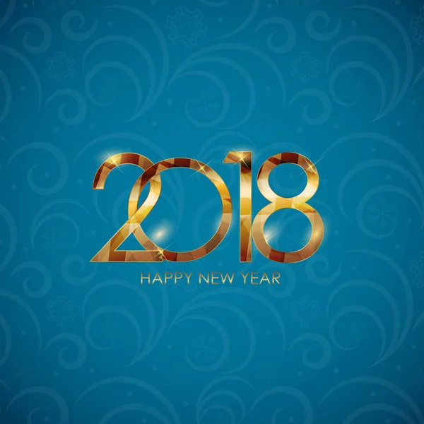 2018 New Year Gold Glossy Background. Vector Illustration — Stock Vector