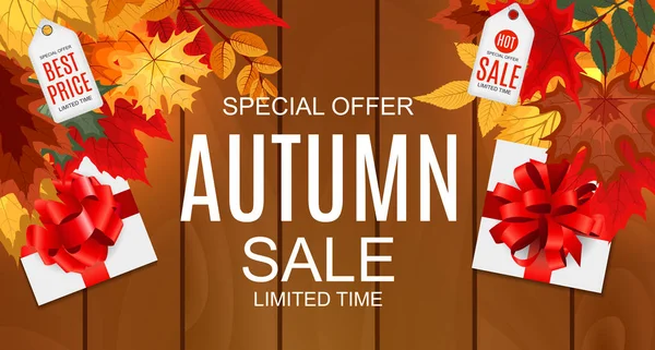 Düşen sonbahar yaprakları ile soyut vektör çizim sonbahar satış arka plan