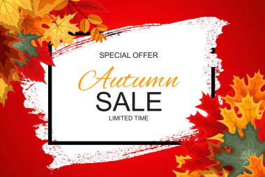 Düşen sonbahar yaprakları ile soyut vektör çizim sonbahar satış arka plan