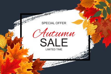 Düşen sonbahar yaprakları ile soyut vektör çizim sonbahar satış arka plan