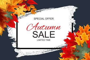 Düşen sonbahar yaprakları ile soyut vektör çizim sonbahar satış arka plan