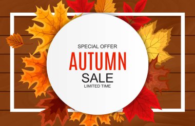 Düşen sonbahar yaprakları ile soyut vektör çizim sonbahar satış arka plan