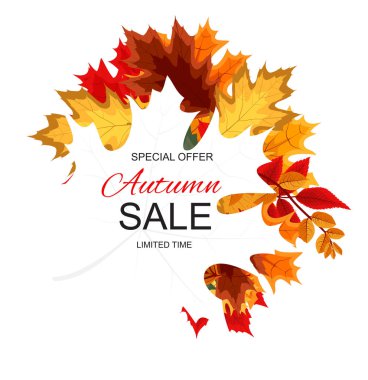 Düşen sonbahar yaprakları ile soyut vektör çizim sonbahar satış arka plan