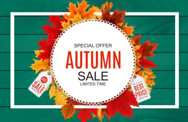 Düşen sonbahar yaprakları ile soyut vektör çizim sonbahar satış arka plan