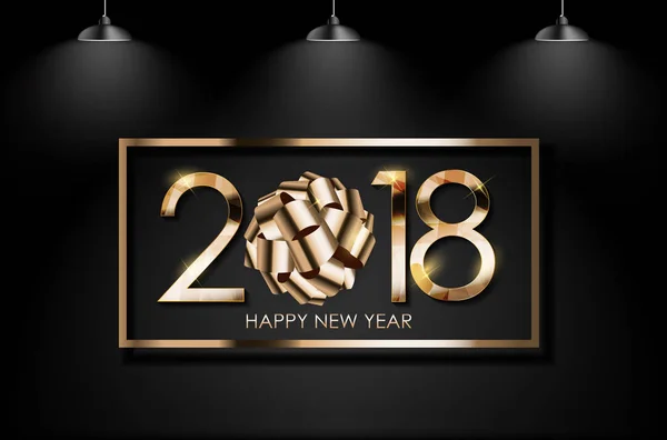 2018 New Year Gold Glossy Background. Vector Illustration — Stock Vector