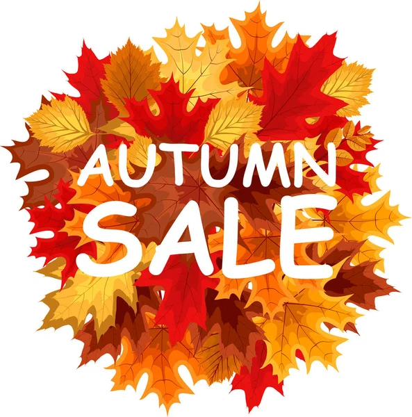 Abstract Vector Illustration Autumn Sale Background with Falling Autumn Leaves — Stock Vector