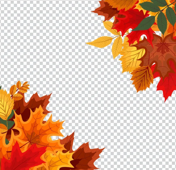 Soyut vektör çizim düşen sonbahar yaprakları üzerinde şeffaf arka plan ile — Stok Vektör