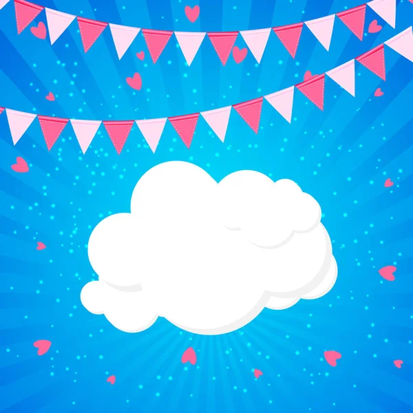 Μικρή πριγκίπισσα φόντο με σημαίες και σύννεφο εικονογράφηση διάνυσμα — Διανυσματικό Αρχείο