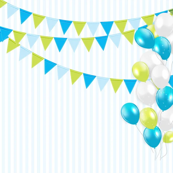 Party Background with Flags and Balloons Vector Illustration — Stock Vector