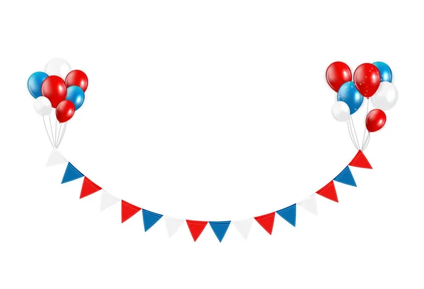 Элемент дизайна вечеринки с флагами и воздушными шарами, изолированными на белом фоне — стоковый вектор