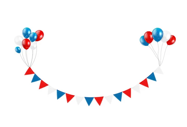 Элемент дизайна вечеринки с флагами и воздушными шарами, изолированными на белом фоне — стоковый вектор