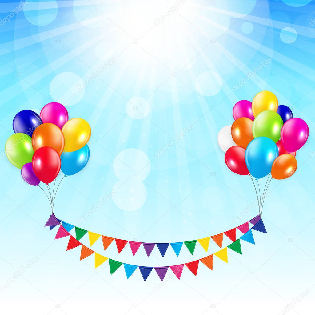 arty Background with Flags and Balloons Vector Illustration