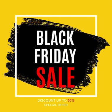 Siyah Cuma satış yazıt afiş tasarım şablonu. Vektör çizim