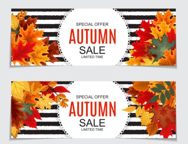 Düşen sonbahar yaprakları ile soyut vektör çizim sonbahar satış arka plan