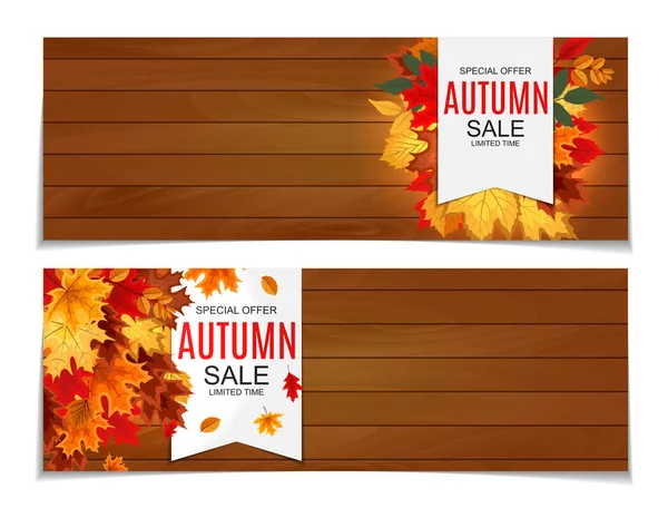 Resumen Vector Ilustración Otoño Venta Fondo con caída de hojas de otoño — Vector de stock