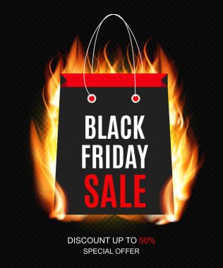 Siyah Cuma satış yazıt afiş tasarım şablonu. Vektör çizim