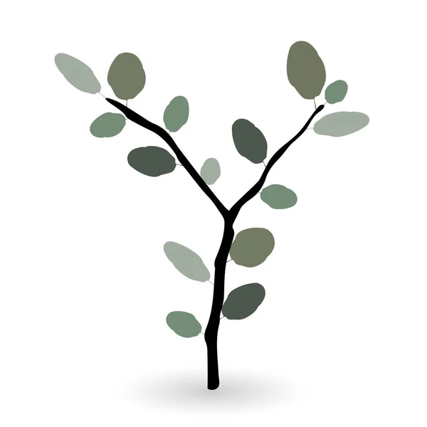 Coloridas hojas verdes naturalistas en rama. Ilustración vectorial . — Vector de stock