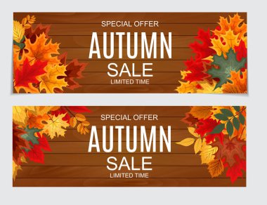 Düşen sonbahar yaprakları ile soyut vektör çizim sonbahar satış arka plan