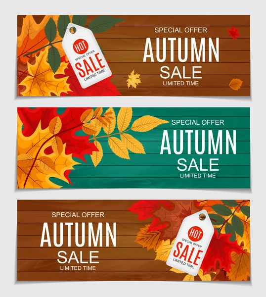 秋の落ち葉と抽象的なベクトル イラスト秋販売背景 — ストックベクタ